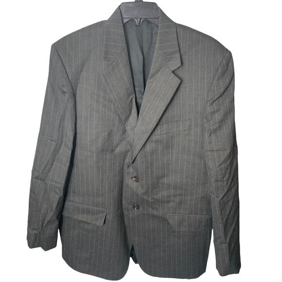 Chaps gray white pinstripe wool blazer suit jacket size 42 - Picture 1 of 6
